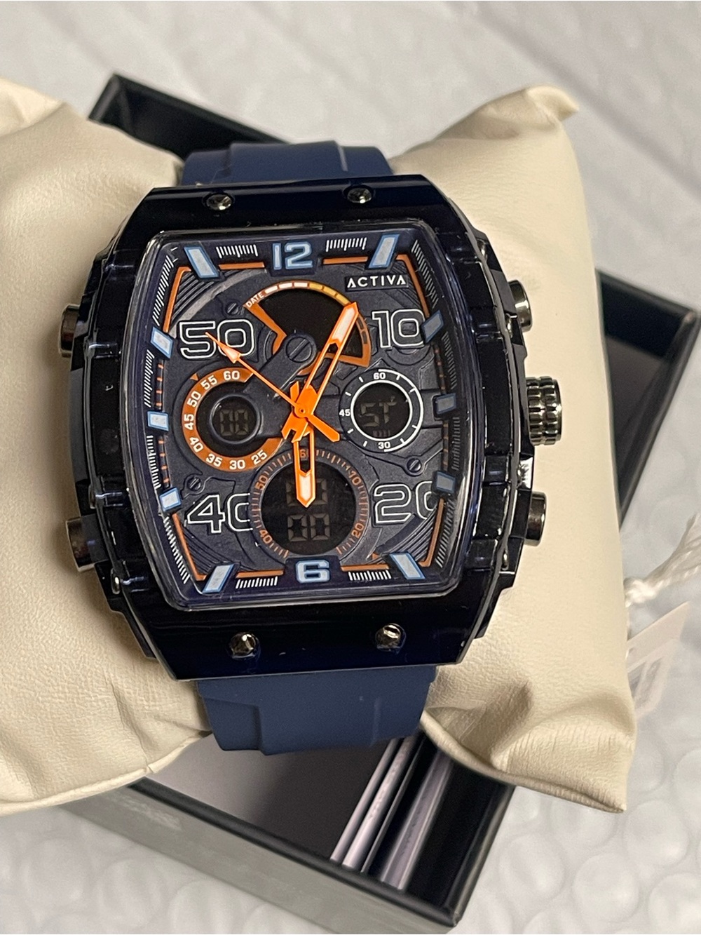 Activa X Invicta Digital Essentials Men's Watch - 45mm. Dark Blue & Orange NEW - Picture 6 of 12